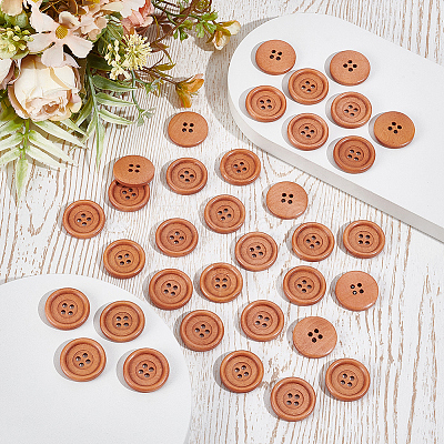50Pcs Wood Buttons BUTT-GF0004-33-1