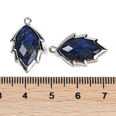 Natural Dyed Lapis Lazuli Faceted Leaf Pendants G-I375-04P-03-1