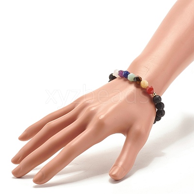 Natural Tiger Eye Round Beads Oil Diffuser Power Bracelet BJEW-JB07416-1