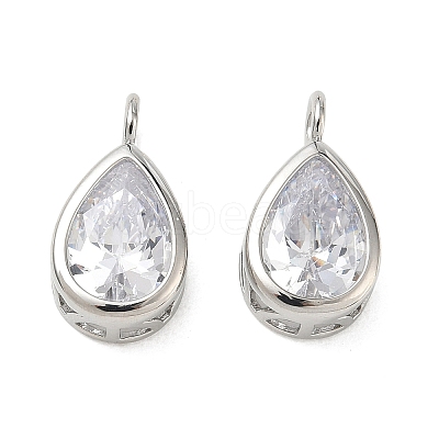 Brass Pave Clear Cubic Zirconia Pendants CU-CBA42CA-04D-P-1