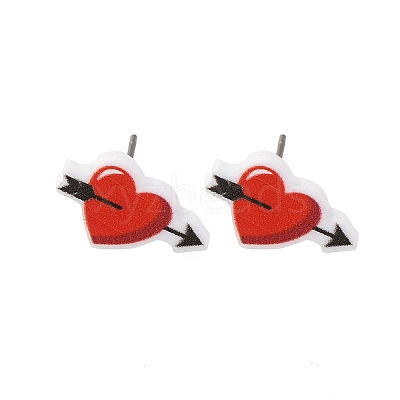 Wood Stud Earrings EJEW-M063-01A-1
