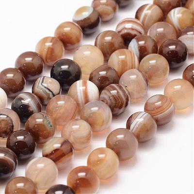 Natural Striped Agate/Banded Agate Bead Strands G-K155-A-10mm-14-1