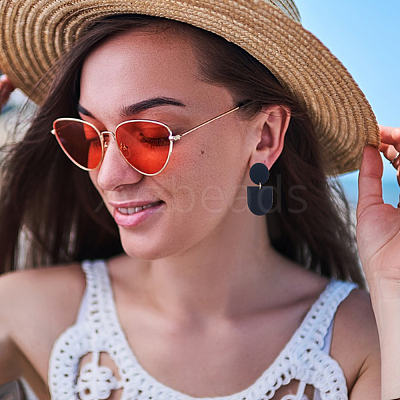 4 Pairs 4 Style Half Round & Arch & Trapezoid Acrylic Dangle Stud Earrings EJEW-AN0002-96-1