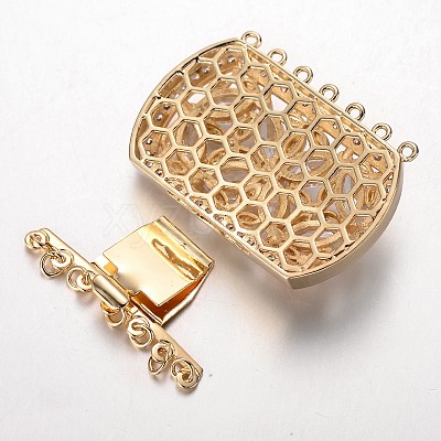Brass Cubic Zirconia Box Clasps LS-ZIRC-O020-08G-NR-1