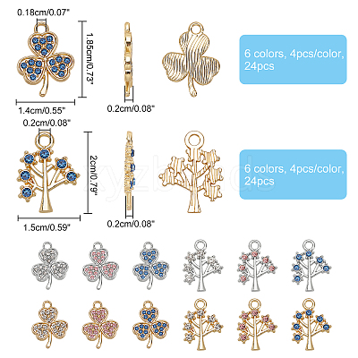 48Pcs 12 Style Alloy Pendants FIND-FH0003-73-1