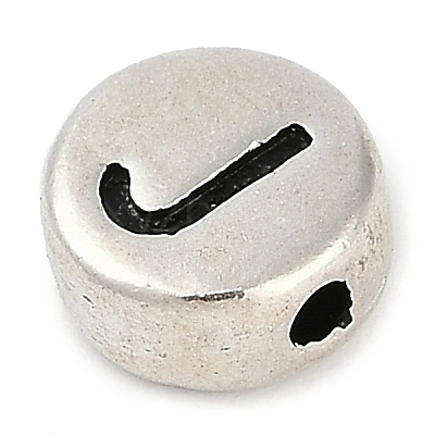 925 Sterling Silver Flat Round with Letter Beads LS-STER-G044-01AS-J-1