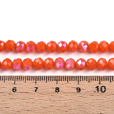 Electroplate Opaque Solid Color Glass Beads Strands EGLA-A044-P6mm-L03-1-1