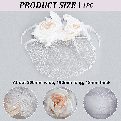 Bridal Mesh Veil Floral Cloth Hair Combs MRMJ-WH0077-096-1