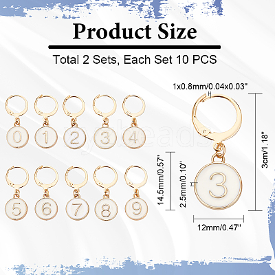 Alloy Enamel Number Charms Locking Stitch Markers AJEW-PH01457-02-1