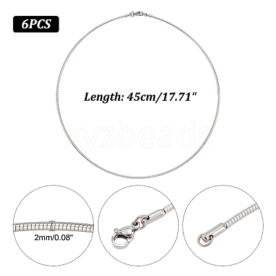 Tarnish Resistant Casual Style 304 Stainless Steel Snake Chain Choker Necklaces STAS-O037-05-1