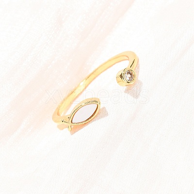 Brass Micro Pave Cubic Zirconia Cuff Rings for Women RJEW-K309-39D-G-1