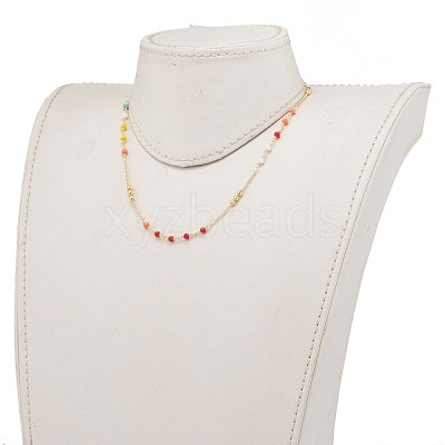 Faceted Glass Beaded Necklaces NJEW-JN03278-1