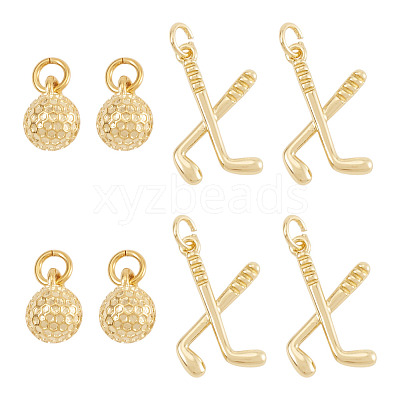 8Pcs 4 Styles Brass Pendants KK-TA0009-02-1