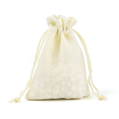 Polyester Imitation Burlap Packing Pouches Drawstring Bags ABAG-R005-9x12-13-1
