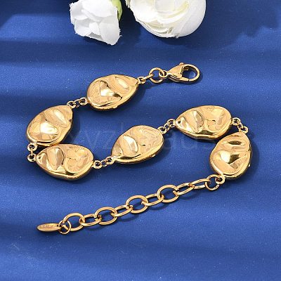 Textured 316L Surgical Stainless Steel Link Chain Bracelets for Women BJEW-D454-03G-1