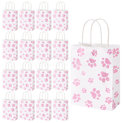 Rectangle with Paw Print Pattern Paper Storage Bags with Handle ABAG-WH0046-39C-1