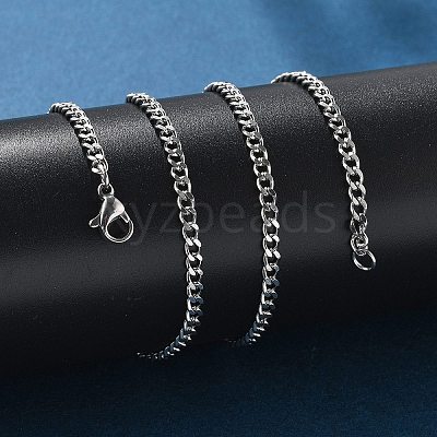 Non-Tarnish 304 Stainless Steel Curb Chain Necklaces X-NJEW-H492-01P-1