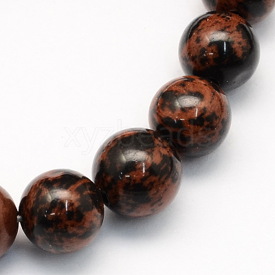 Natural Mahogany Obsidian Round Beads Strands X-G-S163-4mm-1
