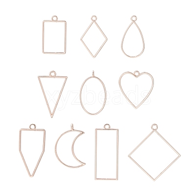 10Pcs Alloy Open Back Bezel Pendants PALLOY-YWC0002-02RG-1