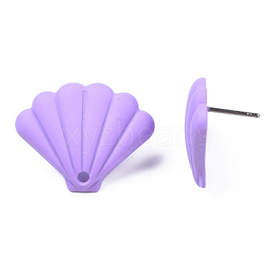 Spray Painted Iron Stud Earring Findings IFIN-N008-018B-1