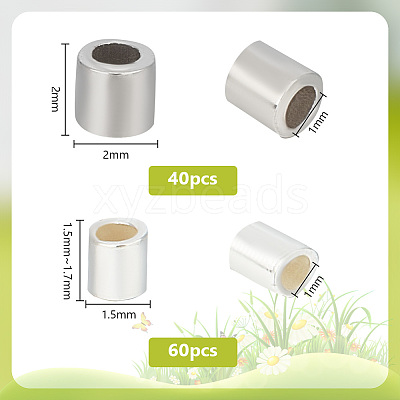 100Pcs 2 Styles 925 Sterling Silver Tube Beads FIND-GO0001-46-1