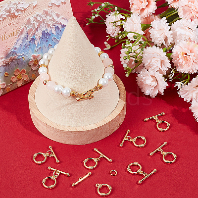 10Pcs Rack Plating Brass Toggle Clasps KK-BBC0013-29-1