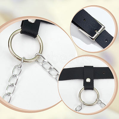 2Pcs 2 Colors Imitation Leather Chain Belt AJEW-WR0002-06-1
