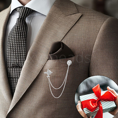 Airplane Alloy Hanging Chain Brooch JEWB-WH0001-71P-1