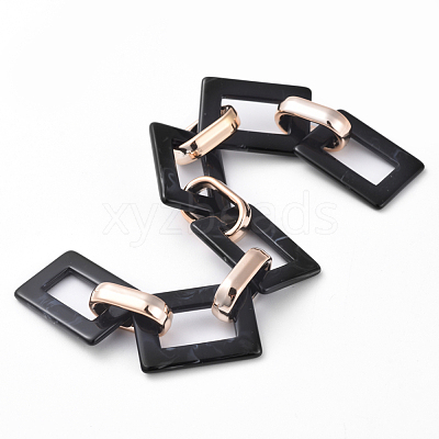 Imitation Gemstone Style Acrylic Handmade Rectangle Link Chains X-AJEW-JB00518-02-1