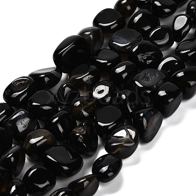 Natural Black Agate(Dyed & Heated) Beads Strands G-P568-C16-01-1