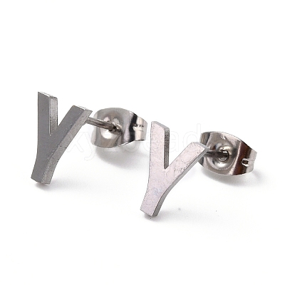 Tarnish Resistant 304 Stainless Steel Greek Alphabet Stud Earrings STAS-D007-07P-20-1
