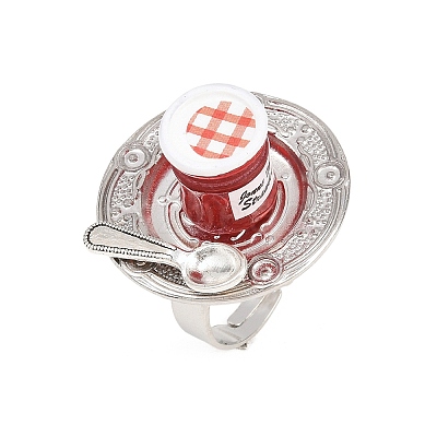 Afternoon Tea Resin & Plastic Adjustable Finger Rings for Women RJEW-K317-01I-1