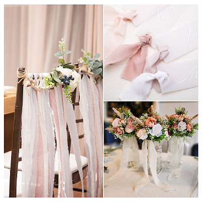 3 Rolls 3 Colors Polyester Frayed Fringe Ribbon OCOR-TA0003-81A-1