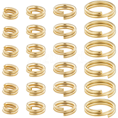 80Pcs 4 Styles Brass Split Rings KK-BBC0014-06-1