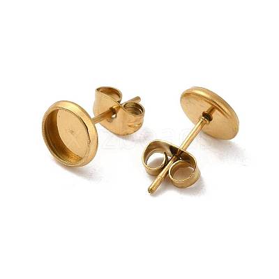 Flat Round 304 Stainless Steel Stud Earring Settings Ion Plating(IP) STAS-I323-4mm-G02-1