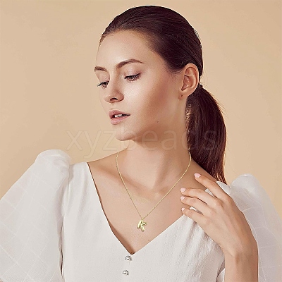 1Pc Initial Letter Brass Pendant Necklaces NJEW-YW0001-24P-1