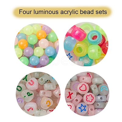4 Style Luminous Acrylic & Plastic Beads LACR-YW0001-03-1