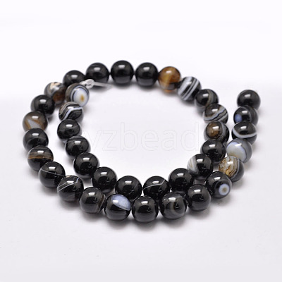 Natural Black Agate Bead Strands G-G962-12mm-12-1