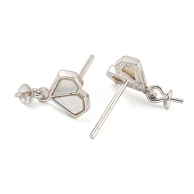 Rhodium Plated 925 Sterling Silver Stud Earrings Finding STER-B005-03P-1