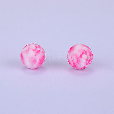 Printed Round Silicone Focal Beads SI-JX0056A-34-1