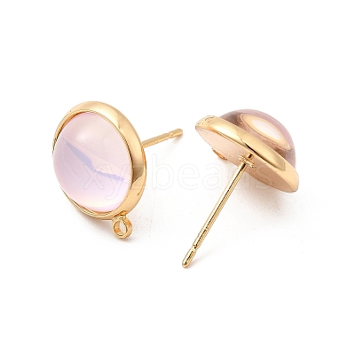 Brass Glass Stud Earrings KK-F916-04G-1