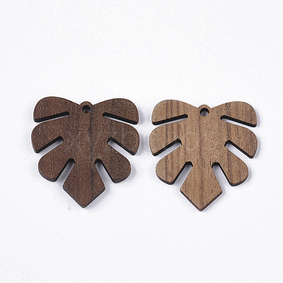 Undyed Walnut Wood Pendants WOOD-T023-11-1