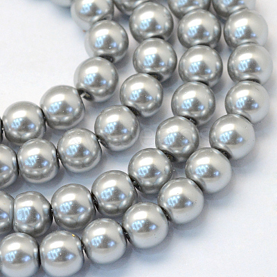 Baking Paint Pearlized Glass Pearl Round Bead Strands X-HY-Q003-10mm-34-1