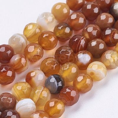 Natural Striped Agate/Banded Agate Beads Strands G-P364-14-6mm-1