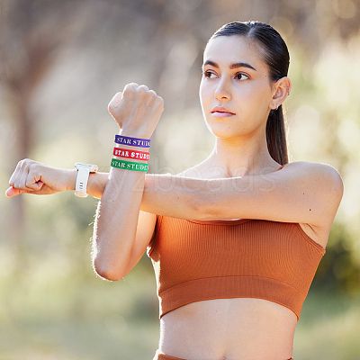 40Pcs 10 Colors Word Star Student Silicone Cord Bracelets Set Wristband BJEW-GF0001-13-1
