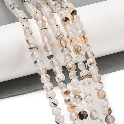 Natural Dendritic Agate Beads Strands G-A248-A07-01-1