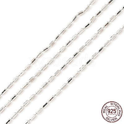 Anti-Tarnish Rhodium Plated 925 Sterling Silver Oval Ball Chains STER-F052-02P-1