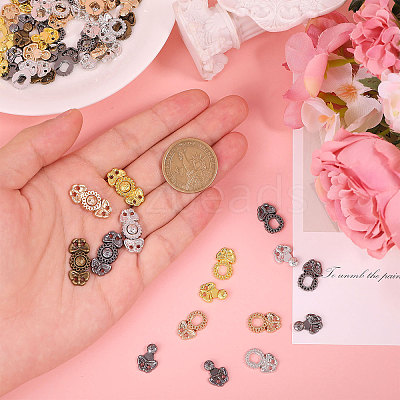 50Pcs 5 Colors Flower Alloy Snap Lock Clasps FIND-GL0002-03-1