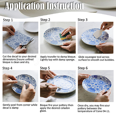 6Pcs 6 Styles Paper Ceramic Decals DIY-SD0002-07C-1