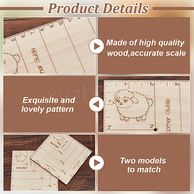 2Pc Square Wooden Crochet and Knitting Gauge DIY-BC0014-02-1